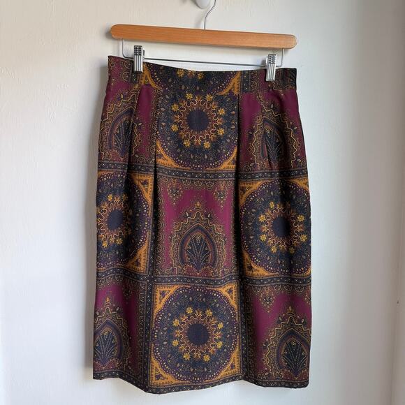 Jones New York 100% Silk Skirt Multicolor Medallion Print Size 10 - Picture 1 of 5